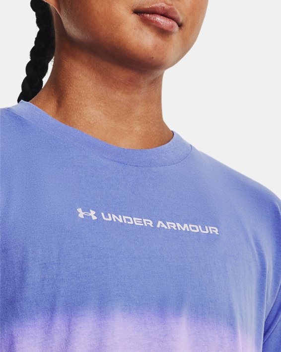 Camiseta de manga corta UA Branded Dip Dye Crop para mujer, Blue, pdpMainDesktop image number 3